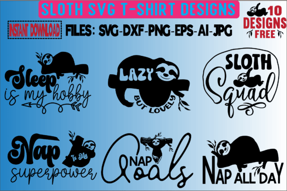 Adorable Sloth Svg T-Shirt Designs