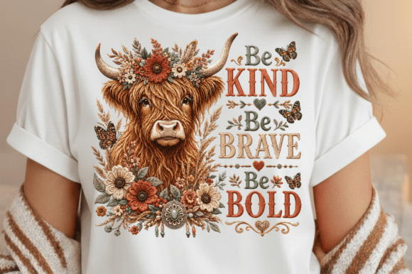 Be Kind Be Brave Be Bold Highland Cow