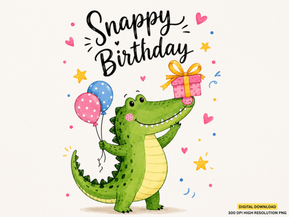 Birthday Pun Crocodil Hand-drawn PNG: A Unique Design for Stylish Apparel