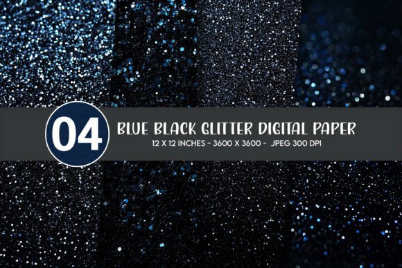 Blue Black Glitter Digital Paper: A Versatile Design Asset for Creative Projects