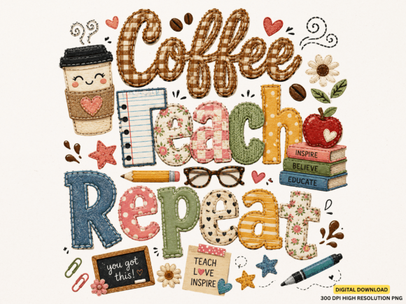 Coffee Teach Repeat PNG Design: A Powerful Tool for Custom Apparel
