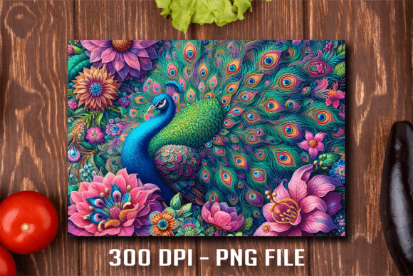 Colorful Peacock Floral Cutting Board: A Beautiful Addition to Your Kitchen