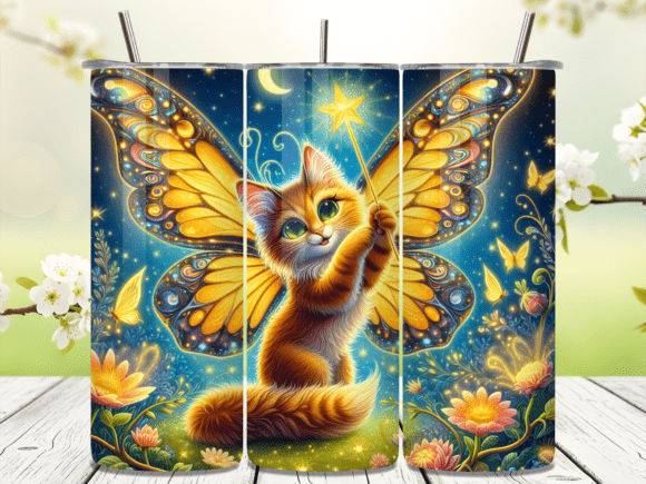 Fairy Wing Kitten Magic Wand Tumbler