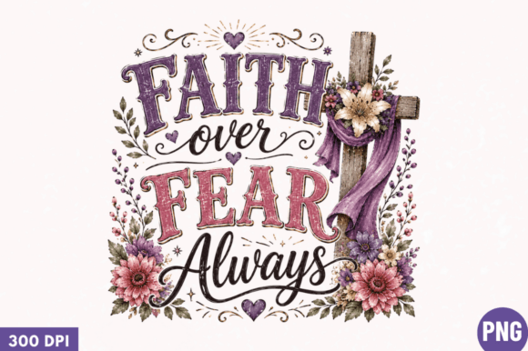 Faith Over Fear Always PNG: Elevate Your Print-on-Demand Collection with This Premium Sublimation Design