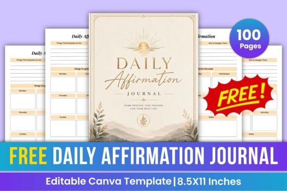 Free Daily Affirmation Journal Canva Kdp