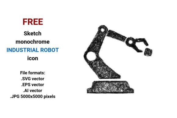FREE Sketch Industrial Robot Icon: A Versatile Tool for Designers and Businesses