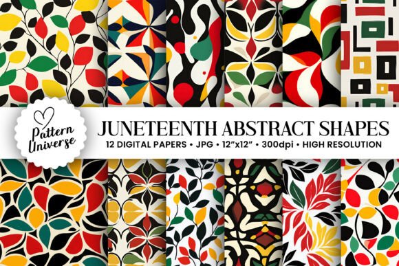Juneteenth Abstract Shapes Digital Paper: A Creative Resource for Design Enthusiasts