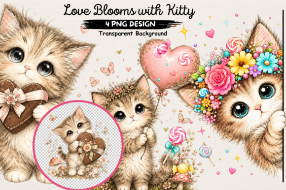 My Little Valentine Clipart PNG Kitten
