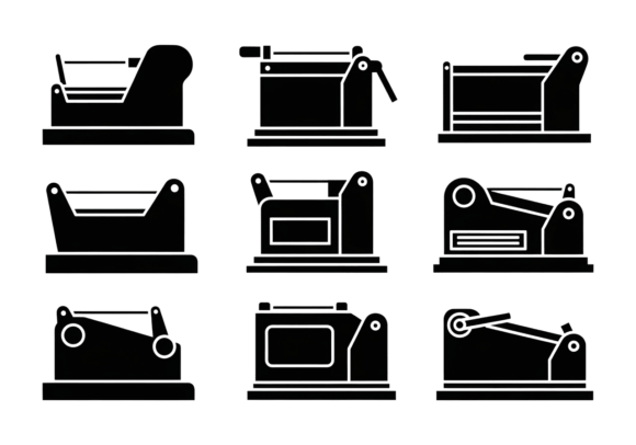 Paper Cutter Machine Icons Vector Set