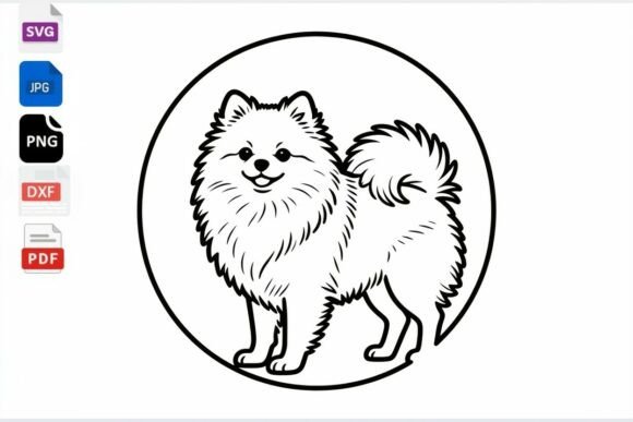 Pomeranian Dog SVG Clipart Line Art