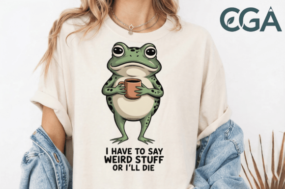 Quirky Frog with a Cup of Coffee