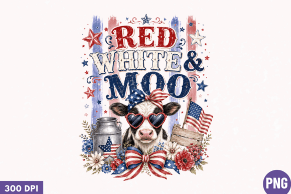 Red White and Moo PNG: A Patriotic Design for Creative Entrepreneurs