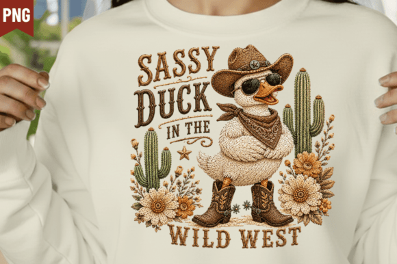 Sassy Duck Faux Yarn Cowboy PNG