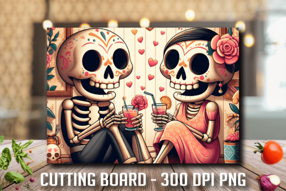Skull Skeleton Couple Cutting Board