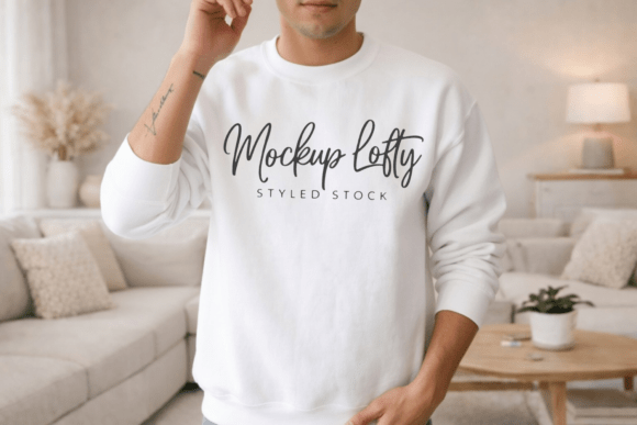 Strategic Use of Mens Gildan 18000 White Crewneck Mockup in Branding and Design