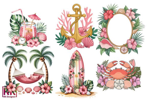 Summer Coastal Clipart PNG Bundle: A Creative Resource for Summer-Themed Design Projects