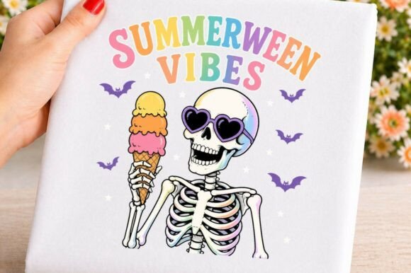Summerween Skeleton Ice Cream PNG: A Versatile Design for Creative and Practical Use