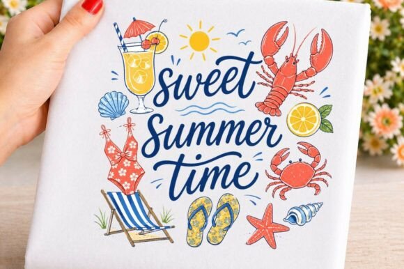 Sweet Summer Time Beach Lobster PNG