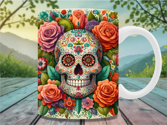 Vibrant Colorful Sugar Skull Mug Wrap: A Stylish and Practical Addition to Your Daily Routine