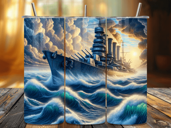 Vintage Battleship Sea 20oz Tumbler Wrap