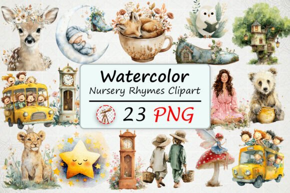 Watercolor Nursery Rhymes Clipart: A Creative Resource for Every Project